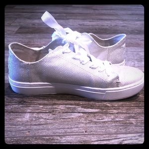 TOMS silver glitter shoes size 8